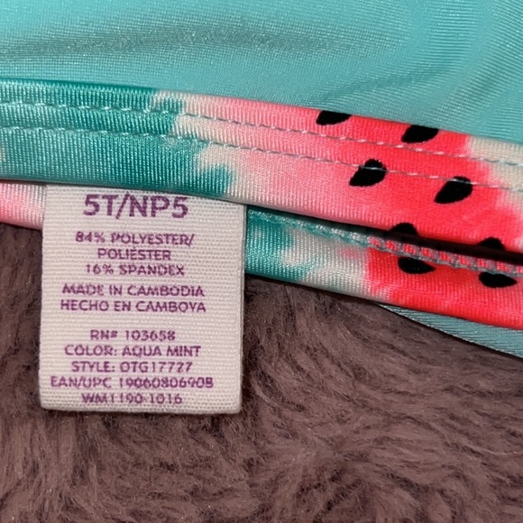 Op light turquoise aqua blue & watermelon pink trim bikini bottoms 5T girls swim - Picture 4 of 4